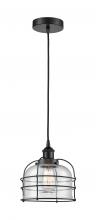 Innovations Lighting 616-1PH-BK-G74-CE - Bell Cage - 1 Light - 9 inch - Matte Black - Mini Pendant