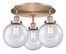 Innovations Lighting 916-3C-AC-G204-8 - Beacon - 3 Light - 20 inch - Antique Copper - Flush Mount