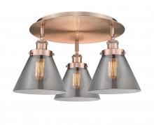 Innovations Lighting 916-3C-AC-G43 - Cone - 3 Light - 20 inch - Antique Copper - Flush Mount