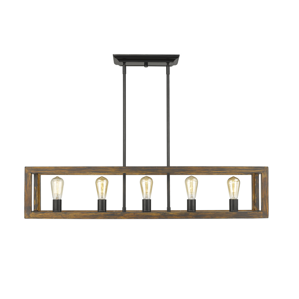 Sutton 5 Light Linear Pendant in Matte Black