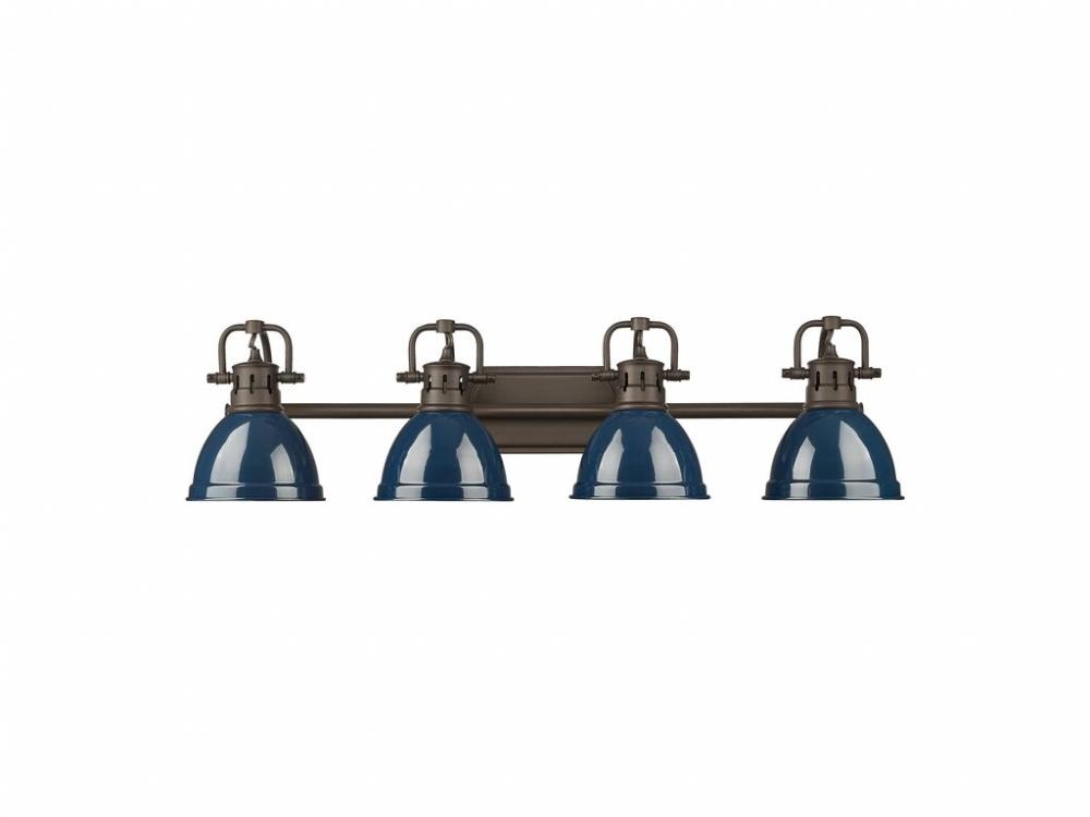 Duncan 4-Light Bath Vanity in Rubbed Bronze with Matte Navy