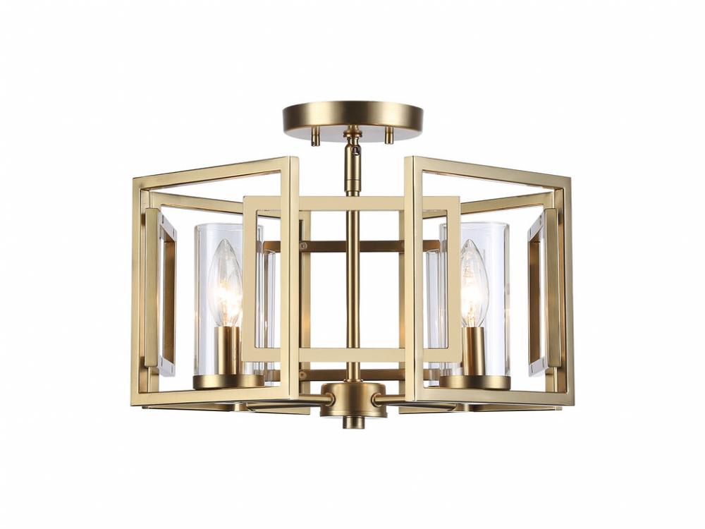 Marco 4-Light Flush Mount in Brushed Champagne Bronze with Clear Glass