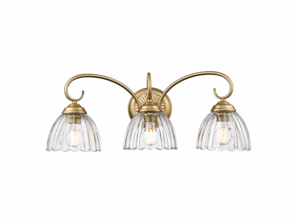 Audra 3-Light Vanity Light in Brushed Champagne Bronze with Clear Glass