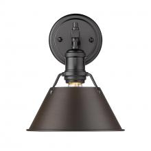 Golden 3306-BA1 BLK-RBZ - Orwell BLK 1 Light Bath Vanity in Matte Black with Rubbed Bronze shade