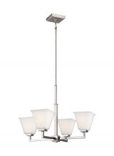 Generation-Seagull 3113704-962 - Ellis Harper classic 4-light indoor dimmable ceiling chandelier pendant light in brushed nickel silv