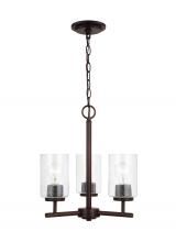 Generation-Seagull 31170-710 - Oslo indoor dimmable 3-light chandelier in a bronze finish with a clear seeded glass shade