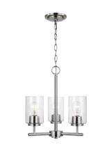 Generation-Seagull 31170-962 - Oslo indoor dimmable 3-light chandelier in a brushed nickel finish with a clear seeded glass shade