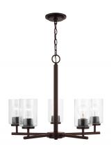 Generation-Seagull 31171-710 - Oslo indoor dimmable 5-light chandelier in a bronze finish with a clear seeded glass shade