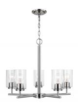 Generation-Seagull 31171-962 - Oslo indoor dimmable 5-light chandelier in a brushed nickel finish with a clear seeded glass shade