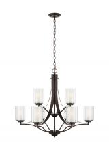 Generation-Seagull 3137309-710 - Elmwood Park traditional 9-light indoor dimmable ceiling chandelier pendant light in bronze finish w