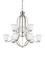 Generation-Seagull 3139009-962 - Emmons traditional 9-light indoor dimmable ceiling chandelier pendant light in brushed nickel silver