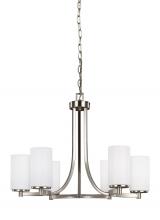 Generation-Seagull 3139106-962 - Hettinger transitional 6-light indoor dimmable ceiling chandelier pendant light in brushed nickel si