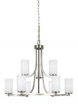 Generation-Seagull 3139109-962 - Hettinger transitional 9-light indoor dimmable ceiling chandelier pendant light in brushed nickel si