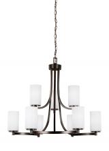 Generation-Seagull 3139109EN3-710 - Hettinger transitional 9-light LED indoor dimmable ceiling chandelier pendant light in bronze finish