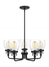 Generation-Seagull 3214505-112 - Belton transitional 5-light indoor dimmable ceiling up chandelier pendant light in midnight black fi