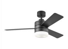 Generation-Seagull 3ERAR44MBKD - Era 44" Dimmable LED Indoor/Outdoor Midnight Black Ceiling Fan with Light Kit, Remote Control an