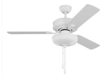 Generation-Seagull 3LD48RZWD - Linden 48'' traditional dimmable LED indoor matte white ceiling fan with light kit and rever