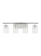 Generation-Seagull 41173-05 - Oslo dimmable 4-light wall bath sconce in a chrome finish with clear seeded glass shade