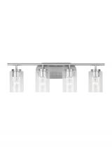 Generation-Seagull 41173-962 - Oslo dimmable 3-light wall bath sconce in a brushed nickel finish with clear seeded glass shade