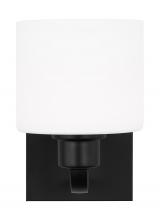 Generation-Seagull 4128801-112 - Canfield indoor dimmable 1-light wall bath sconce in a midnight black finish and etched white glass