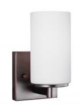 Generation-Seagull 4139101-710 - Hettinger transitional 1-light indoor dimmable bath vanity wall sconce in bronze finish with etched