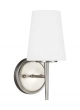 Generation-Seagull 4140401-962 - Driscoll contemporary 1-light indoor dimmable bath vanity wall sconce in brushed nickel silver finis