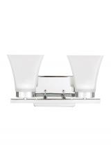 Generation-Seagull 4411602EN3-05 - Bayfield contemporary 2-light LED indoor dimmable bath vanity wall sconce in chrome silver finish wi