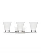 Generation-Seagull 4411603EN3-05 - Bayfield contemporary 3-light LED indoor dimmable bath vanity wall sconce in chrome silver finish wi