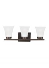 Generation-Seagull 4411603EN3-710 - Bayfield contemporary 3-light LED indoor dimmable bath vanity wall sconce in bronze finish with sati