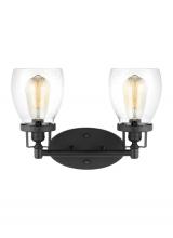 Generation-Seagull 4414502-112 - Belton transitional 2-light indoor dimmable bath vanity wall sconce in midnight black finish with cl