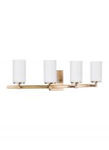 Generation-Seagull 4424604-848 - Alturas contemporary 4-light indoor dimmable bath vanity wall sconce in satin brass gold finish with