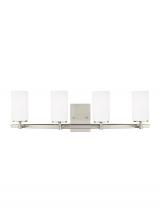 Generation-Seagull 4424604EN3-962 - Alturas contemporary 4-light LED indoor dimmable bath vanity wall sconce in brushed nickel silver fi