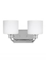 Generation-Seagull 4428802-05 - Canfield modern 2-light indoor dimmable bath vanity wall sconce in chrome silver finish with etched