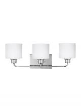 Generation-Seagull 4428803-05 - Canfield modern 3-light indoor dimmable bath vanity wall sconce in chrome silver finish with etched