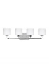 Generation-Seagull 4428804-05 - Canfield modern 4-light indoor dimmable bath vanity wall sconce in chrome silver finish with etched