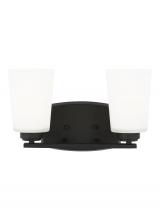 Generation-Seagull 4428902-112 - Franport transitional 2-light indoor dimmable bath vanity wall sconce in midnight black finish with