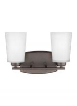 Generation-Seagull 4428902-710 - Franport transitional 2-light indoor dimmable bath vanity wall sconce in bronze finish with etched w