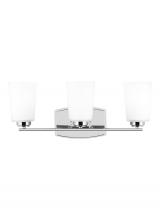 Generation-Seagull 4428903-05 - Franport transitional 3-light indoor dimmable bath vanity wall sconce in chrome silver finish with e