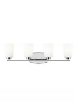 Generation-Seagull 4428904-05 - Franport transitional 4-light indoor dimmable bath vanity wall sconce in chrome silver finish with e