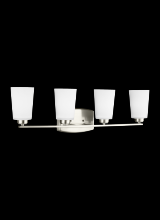 Generation-Seagull 4428904-962 - Franport transitional 4-light indoor dimmable bath vanity wall sconce in brushed nickel silver finis