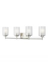 Generation-Seagull 4437304-962 - Elmwood Park traditional 4-light indoor dimmable bath vanity wall sconce in brushed nickel silver fi