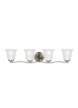 Generation-Seagull 4439004-962 - Emmons traditional 4-light indoor dimmable bath vanity wall sconce in brushed nickel silver finish w