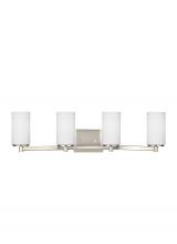 Generation-Seagull 4439104-962 - Hettinger transitional 4-light indoor dimmable bath vanity wall sconce in brushed nickel silver fini