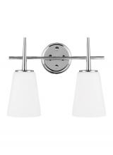 Generation-Seagull 4440402-05 - Driscoll contemporary 2-light indoor dimmable bath vanity wall sconce in chrome silver finish with c