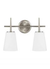 Generation-Seagull 4440402-962 - Driscoll contemporary 2-light indoor dimmable bath vanity wall sconce in brushed nickel silver finis