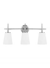 Generation-Seagull 4440403-05 - Driscoll contemporary 3-light indoor dimmable bath vanity wall sconce in chrome silver finish with c