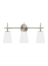 Generation-Seagull 4440403-962 - Driscoll contemporary 3-light indoor dimmable bath vanity wall sconce in brushed nickel silver finis