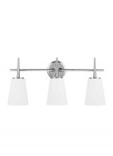 Generation-Seagull 4440403EN3-05 - Driscoll contemporary 3-light LED indoor dimmable bath vanity wall sconce in chrome silver finish wi