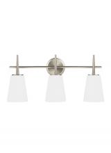 Generation-Seagull 4440403EN3-962 - Driscoll contemporary 3-light LED indoor dimmable bath vanity wall sconce in brushed nickel silver f