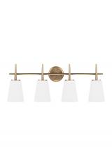 Generation-Seagull 4440404-848 - Driscoll contemporary 4-light indoor dimmable bath vanity wall sconce in satin brass gold finish wit